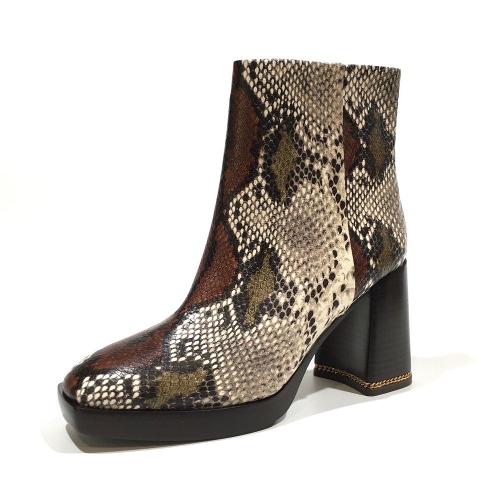 Tory Burch Ruby Snakeskin Ankle Boots -Aspen Multi Printed Snake -US 9.5 -NEW